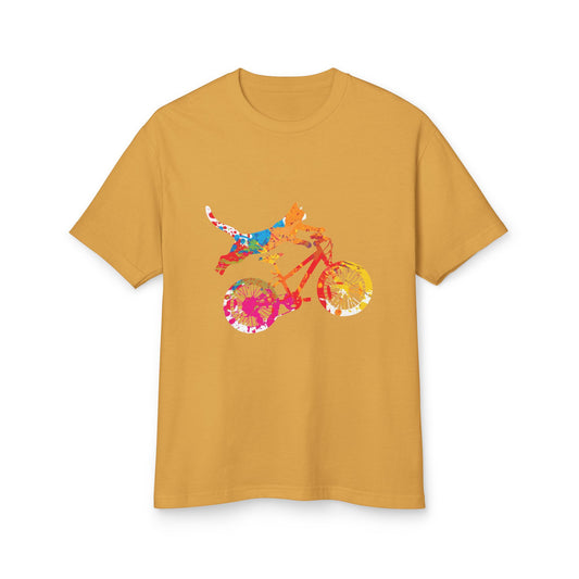 Dog Bike Ride T‑Shirt — Colorful Watercolor Dog on Bicycle Tee