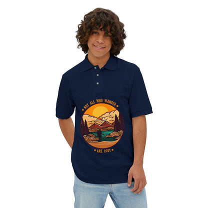 Men's Polo 'May All Who Wander Are Lost' Scenic Mountain Sunset