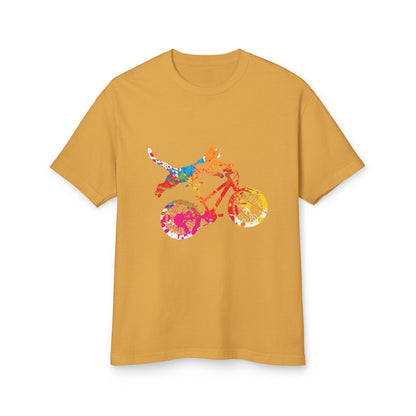 Dog Bike Ride T‑Shirt — Colorful Watercolor Dog on Bicycle Tee