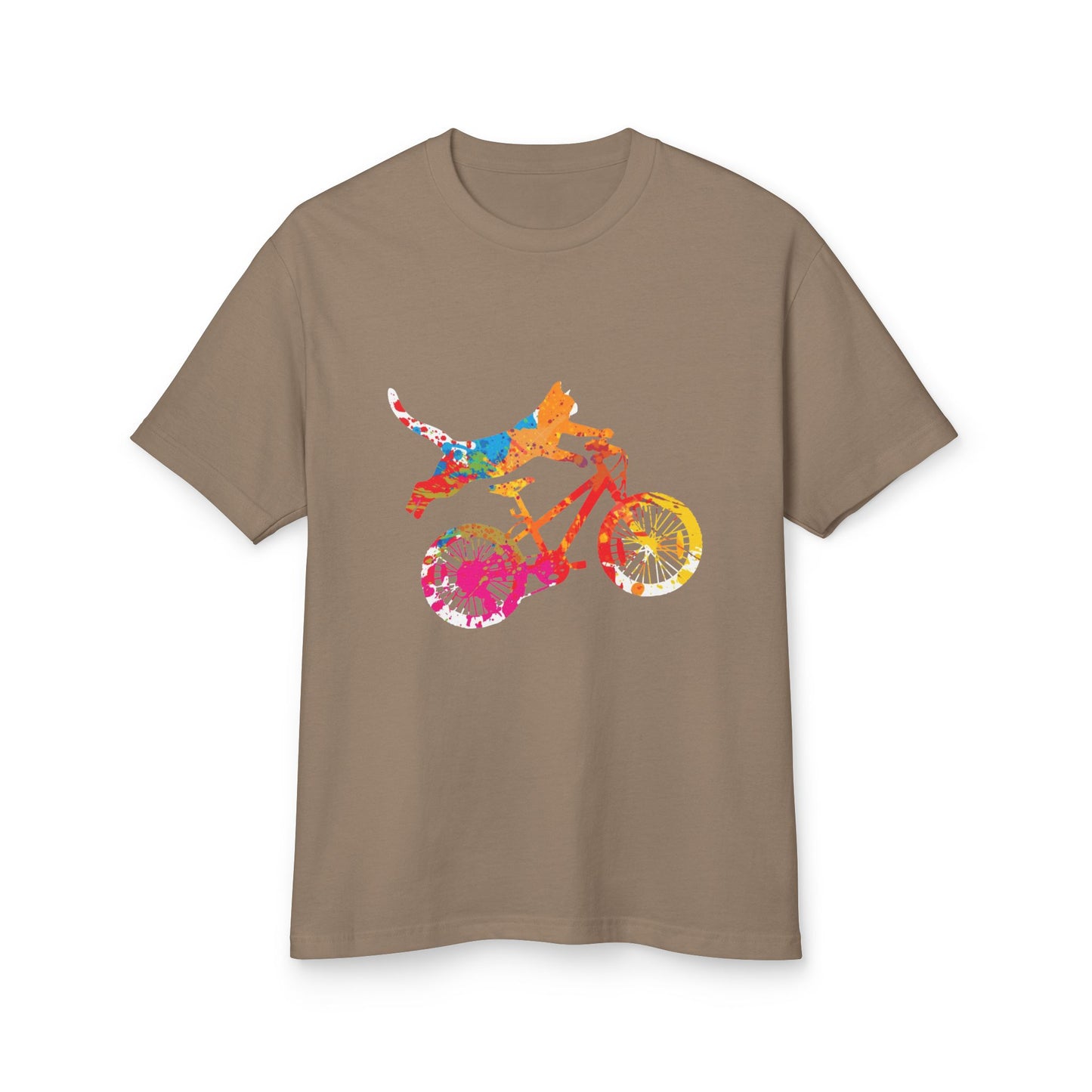 Dog Bike Ride T‑Shirt — Colorful Watercolor Dog on Bicycle Tee