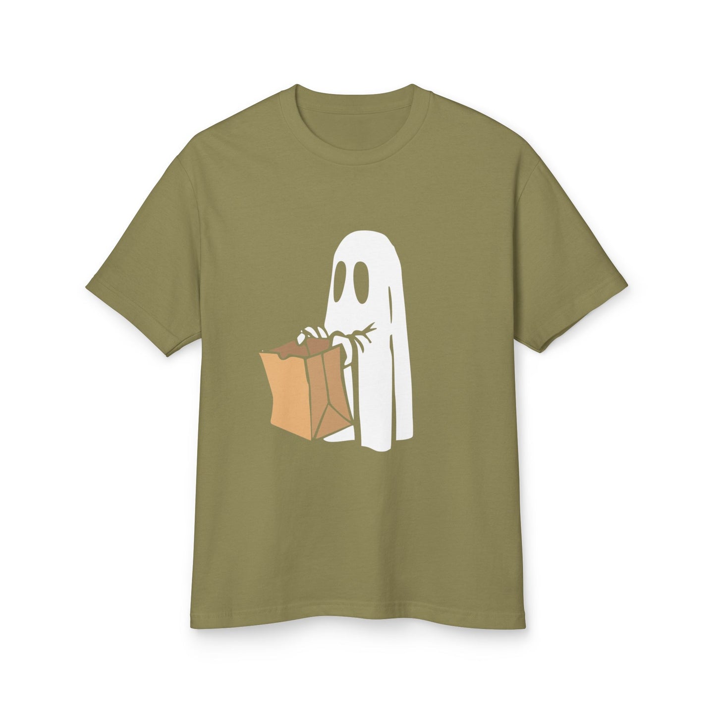Ghost Trick Halloween T‑Shirt 'Boo' Back Graphic & Candy Bag
