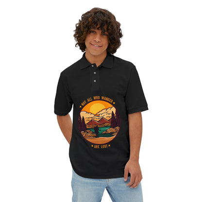 Men's Polo 'May All Who Wander Are Lost' Scenic Mountain Sunset