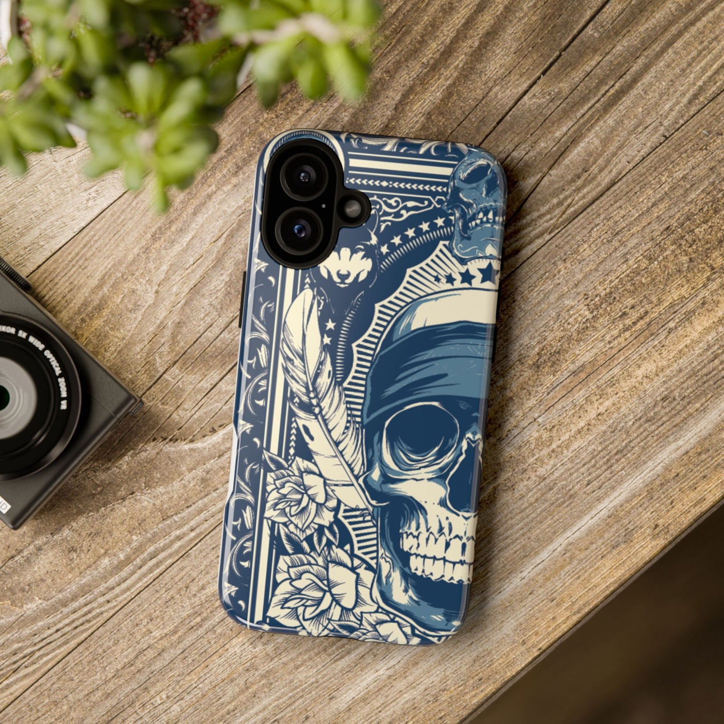 Skull & Feather Tough Phone Case Protective Gothic iPhone Cover