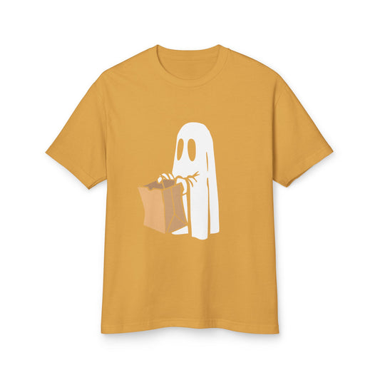 Ghost Trick Halloween T‑Shirt 'Boo' Back Graphic & Candy Bag