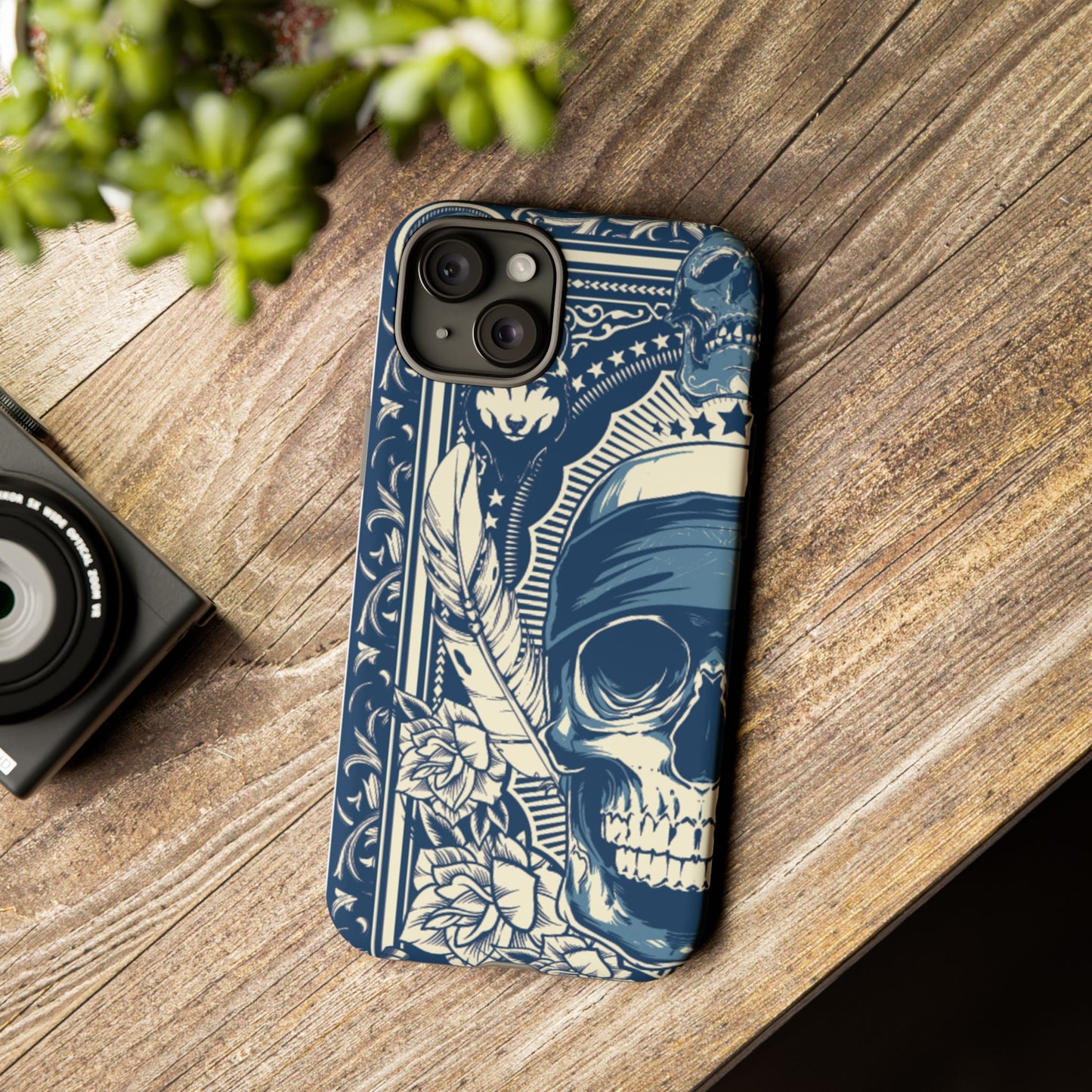 Skull & Feather Tough Phone Case Protective Gothic iPhone Cover