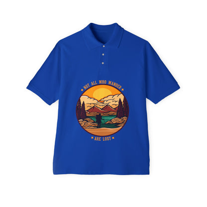 Men's Polo 'May All Who Wander Are Lost' Scenic Mountain Sunset