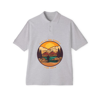 Men's Polo 'May All Who Wander Are Lost' Scenic Mountain Sunset