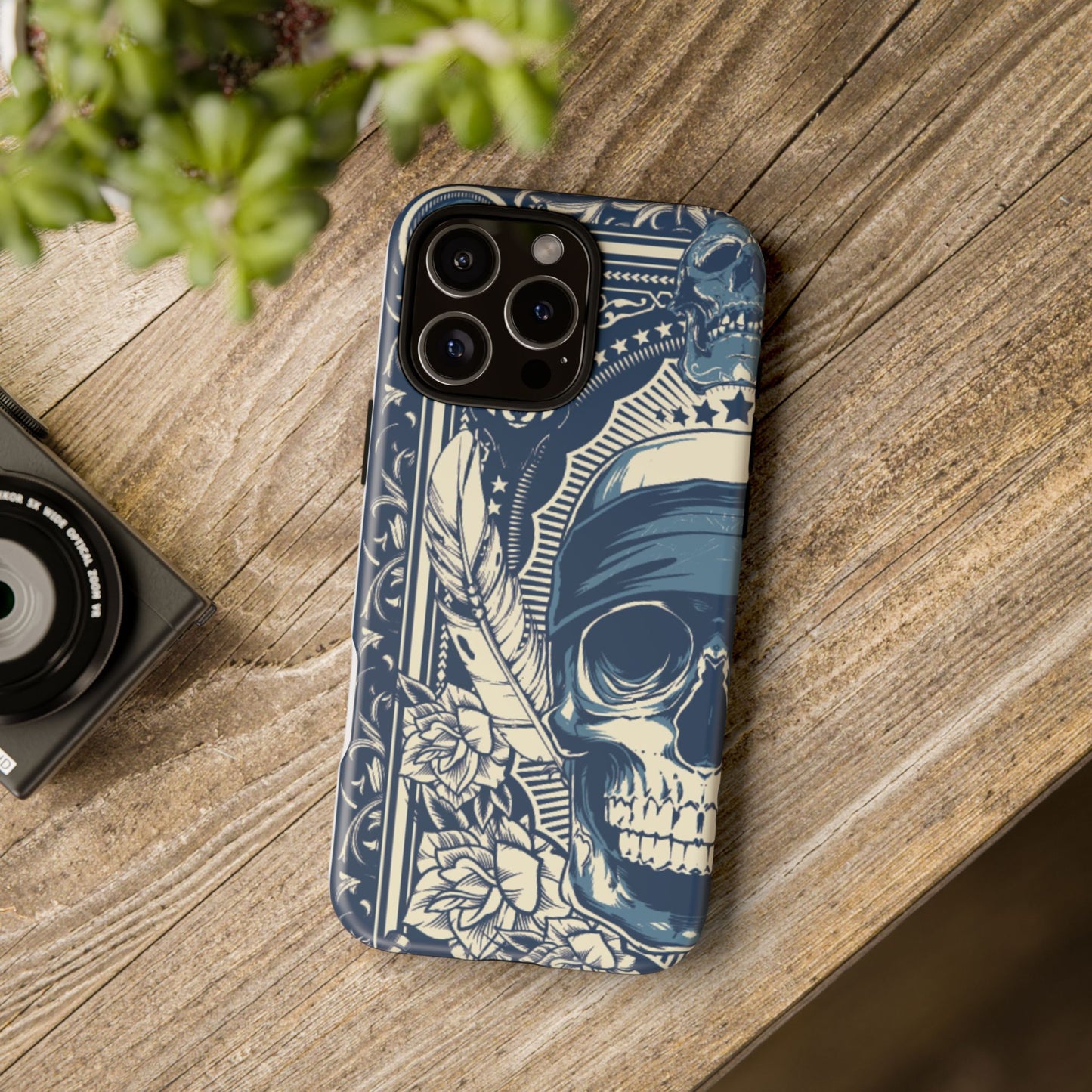 Skull & Feather Tough Phone Case Protective Gothic iPhone Cover